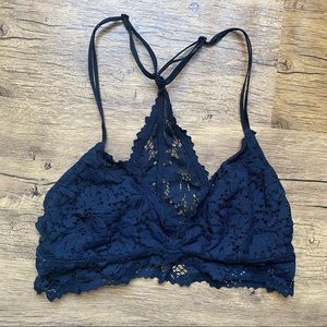 Aerie Black Lace Racerback Bralette Size Small